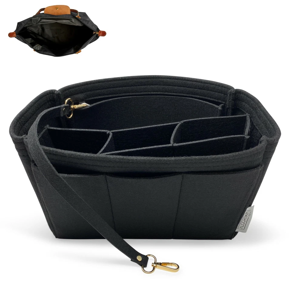 ¡NUEVO! Inserto organizador de monedero AlgorithmBags® para Longchamp Le Pliage, negro negro Foto 3 de 4