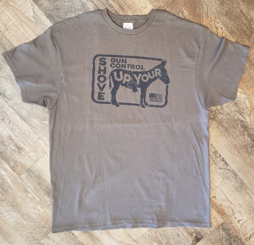 Political - "Shove Gun Control Up Your #$@%" Brown T-Shirt - Size XL
