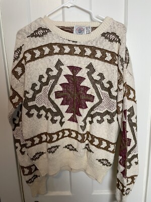 VTG Cape Isle Knitters 100% Cotton Medium Mens Sweater, Holiday, Christmas