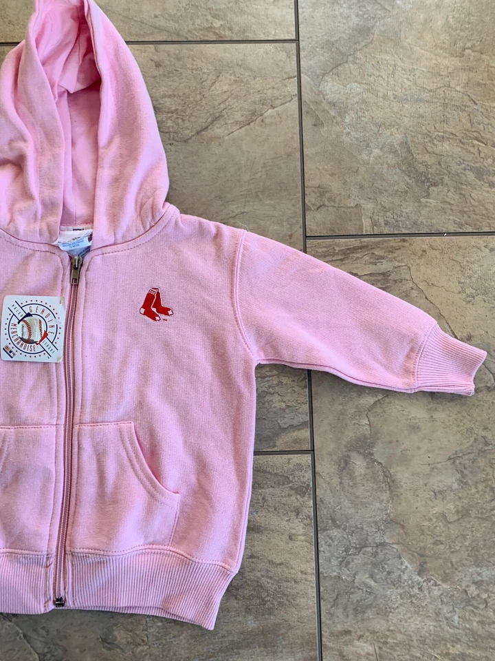 NUEVO MLB Boston Rojo Calcetines Bebé Niña 12 Meses Cremallera Completa Rosa Sudadera con Capucha Suave Como Uvas Foto 2 de 4