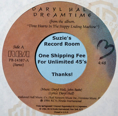 Daryll Hall Dreamtime Pop Rock EX- 45 7'' Vinyl Plays Well -Check Coupons!
