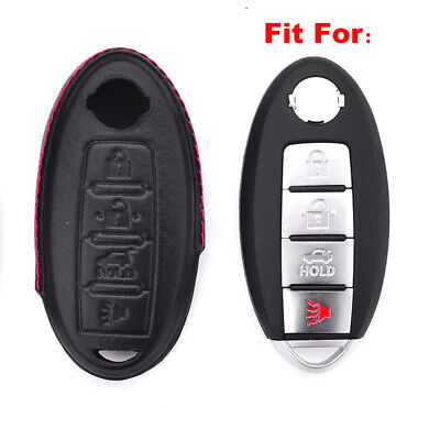 5 Button Black Remote Key Fob Bag Holder PU Leather Cover Case Fit Nissan Altima