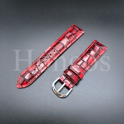 20 22 MM Vintage Genuine Leather Alligator Watch Strap Band Fits For Huawei Red