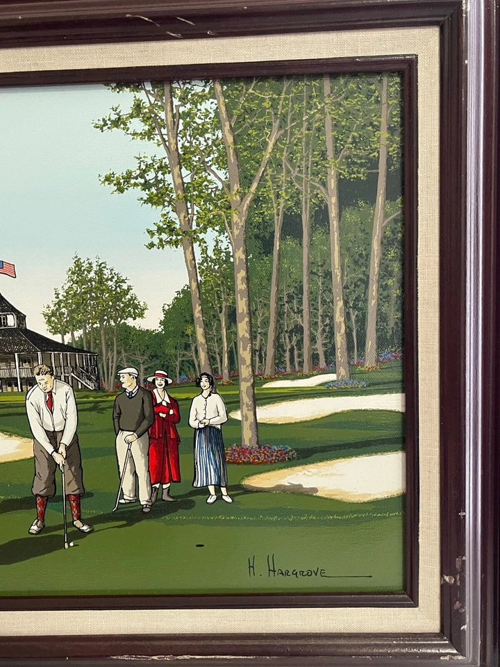 H. Hargrove Signed Oil Enhanced Serigraph Print Golf Scene - Image 3 of 4