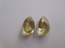 2 Pcs Front To Back Drilled Lemon Yellow Quartz Pear Cut Faceted Beads 17mm AAA+