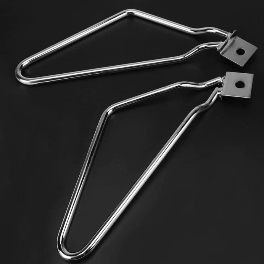 Soporte de montaje de barra de soporte para bolsa de sillín de motocicleta cromado universal para Harley Foto 2 de 4