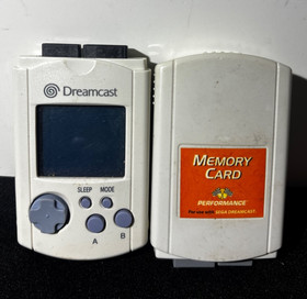 Lot of 2 Sega Dreamcast Memory Cards - OEM VMU & Performance Card AS IS Untested