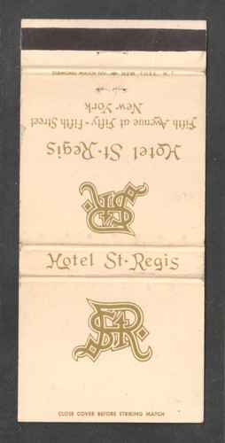 Hotel St-Regis Illustrated Matchbook Cover, Fifth Avenue, New York City