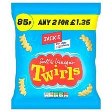 Jack's Salt & Vinegar Twirls Crisps Crunchy Potato 18x45g FAST AND FREE DELIVERY
