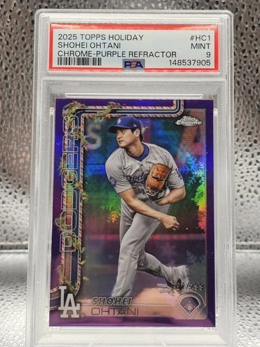 Shohei Ohtani Chrome Purple Refractor /299 - 2025 Topps Holiday #HC1 PSA 9