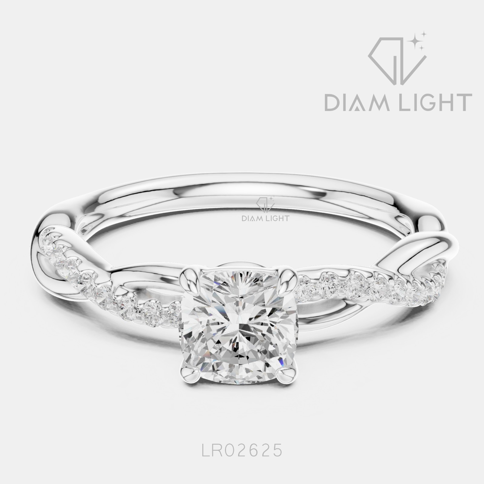 IGI 0.70CT F+ VS+ Cushion Cut Lab Grown Diamond Engagement Ring 14KT White Gold
