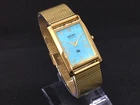 Vintage Seiko Tank Slim Quartz Tiffany & Golden Roman Numerals Dial Wrist Watch