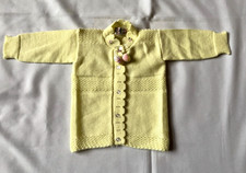 Vintage Infant Girls Cardigan Sweater Sz 0-3 Months Yellow Baby Sweater HEIDI