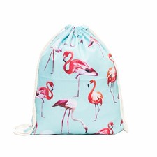 Turnbeutel Sportbeutel Flamingo Motiv Blau Türkis Kinder Rucksack Zuziehbeutel