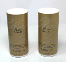 Vintage 2 AVON Rare Gold Shimmering Body Powder 1.4 oz Gold Box New Discontinued