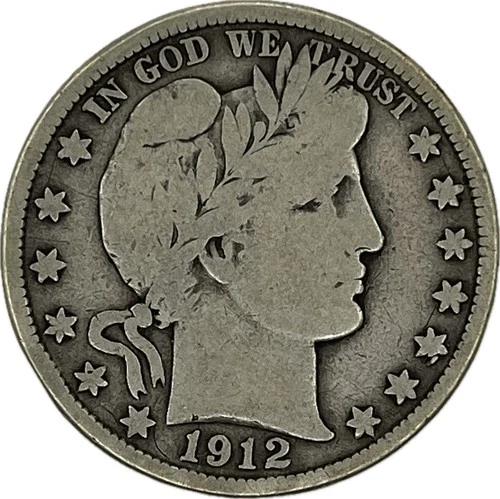 1912 Barber Silver Half Dollar in a SAFLIP® - Fine- (VG+) Details Dinged