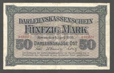 Germany - Lithuania 50 Mark 4.41918; VF; P-R132; German occupation; WWI