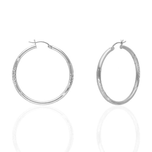 14K massive Gelb & Weißgold 3mm Diamantschliff Oberfläche Creolen 19-75mm - Bild 30 von 44