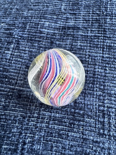 Antique Glass Twist Marbles with Pontil Marks Latticino Swirls Ribbon 17-20mm - Picture 11 of 24