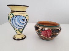 Due Piccoli Vasi In Ceramica, Area Toscana. Decoro Albisola 1925, Anni '20/'30.