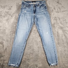 Flying Monkey Women's 29 Skinny Stretch Distressed Y2K Blue Jeans Made in USA