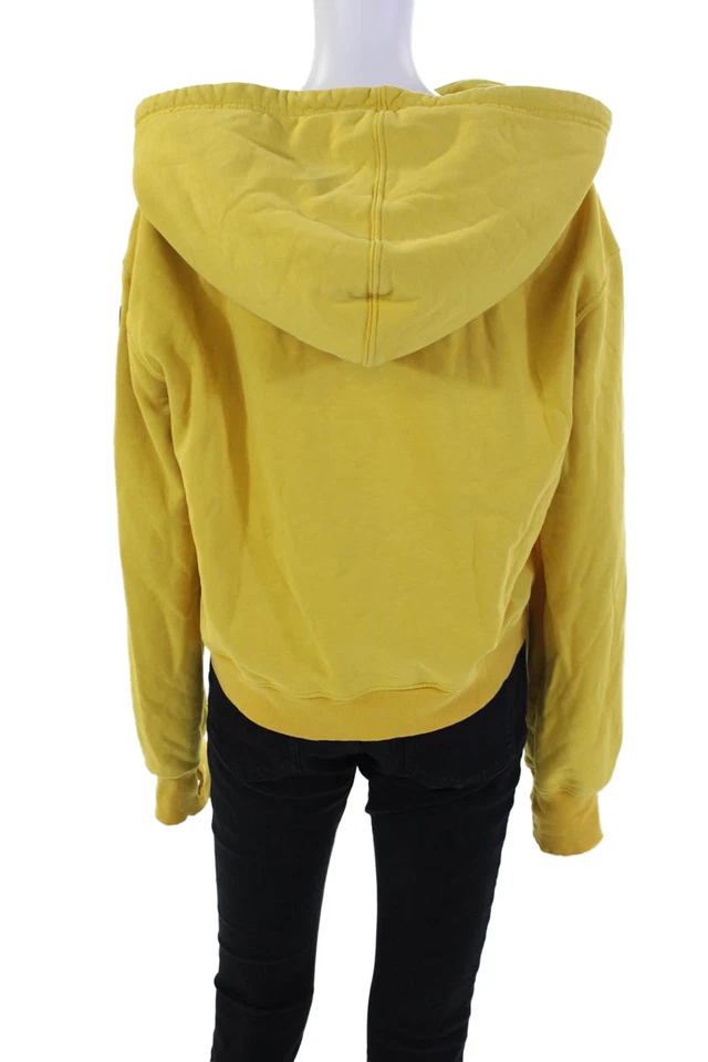 Pam & Gela Womens Cotton Beaded Long Sleeve Pullover Hoodie Yellow Size Large - Image 3 of 4