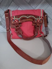 Lucky Brand Abbey Road Melon Embroidered Floral Crossbody Foldover Handbag