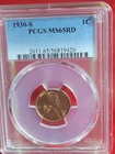 1930s Lincoln Cent Pcgs Ms65 Rd