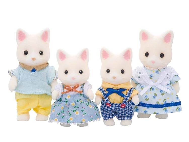 Sylvanian Families FS-12 Silk Cat Family Figure Set di 4 Calico Critters JP - Immagine 2 di 2