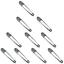 Hilason 2 1/4 Inch Bandage Safety Pin Nickel Plated Set Of 10