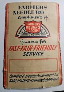 Farmers Insurance Needle Book West Germany Advertising Sewing Assortment