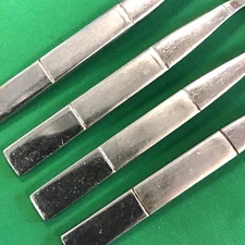 CBS91 Cambridge Geometric Glossy Satin Stainless Flatware Lot of 4 Dinner Forks