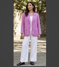 NWT J JILL Love Linen Jacket Blazer 2 Button Wild Orchid Purple Women s LARGE