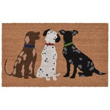 Natura Three Dogs Natural Outdoor Welcome Coir Door Mat, 1'5" x 2'6"