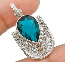 Natural 5CT Apatite 925 Solid Sterling Silver Pendant Jewelry @8-4
