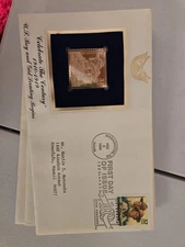 Vintage Gold Plated First Day of Issue Stamps and Envelopes Pack of 5