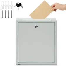 Metal Donation Box Suggestion Box with Slot and Lock-Cash for Money-Waterproo...