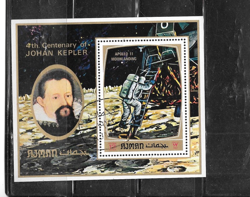 AJMAN 1971 KEPLER MOON WALK  CTO USED XF SOUVENIR SHEET OLD TOPICAL STAMP