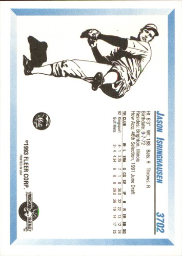 Jason Isringhausen 1993 Fleer ProCards #3702 RC Pittsfield Mets *AutographDen* - Picture 2 of 2