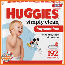 Huggies Simply Clean Unscented Baby Diaper Wipes 3 Flip-Top Packs 192 Wipes