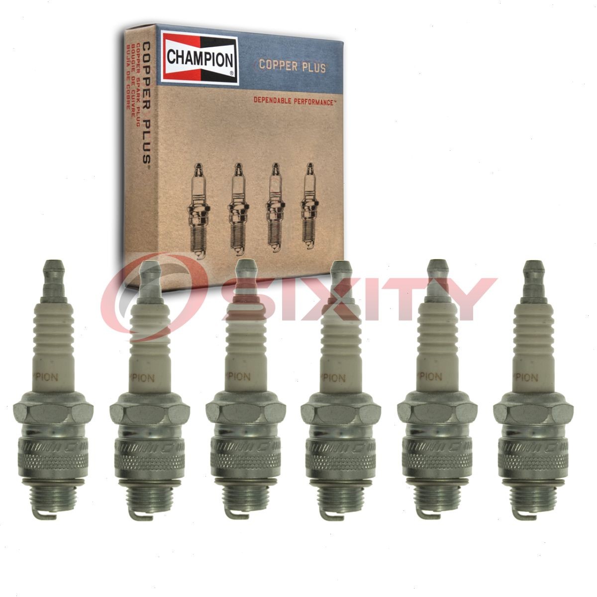 6 pc Champion Copper Plus Spark Plugs for 1953 Dodge B-4 Truck 3.6L 3.8L L6 fr