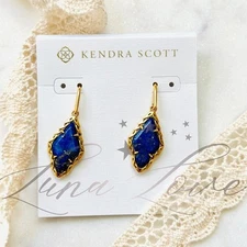 KENDRA SCOTT Adeline Vintage Gold Drop Earrings In Blue Lapis NWT