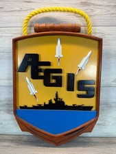 Vintage Handmade Raytheon AEGIS Missile Defense Wooden Wall Plaque Navy 19"