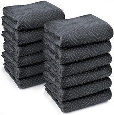 12 Moving Packing Blankets - Ultra Thick Pro - 72" X 40" - Professional Quilte