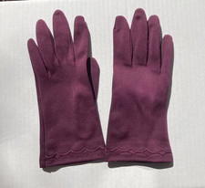 1960  s Fownes Embraceable Ladies Nylon Gloves Plum Purple Size 7.5-8.5