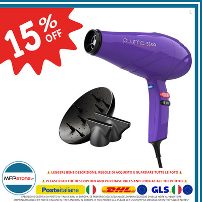GA.MA Pluma Ion Professioneller Haartrockner 5500W, Diffusor   Lila