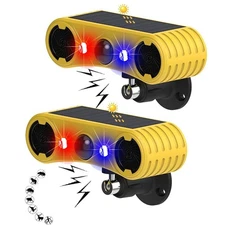 1/2x Solar Outdoor Motion Sensor Alarm 2*130db Ultrasonic Siren 4 Modes Flashing