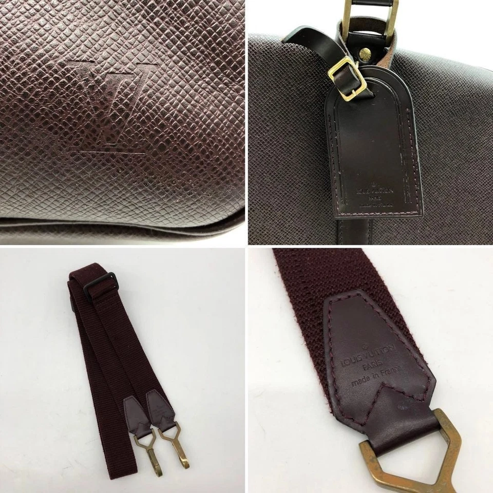 Auténtico bolso de hombro Louis Vuitton Boston de lona de cuero burdeos para hombre Foto 3 de 4
