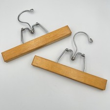 Vintage Wooden Clamp Hangers Lot Made in Taiwan Skirt Pants Clip Hangers