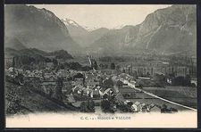 CPA Bédous, vue de das Dorf et umgebende Berge 